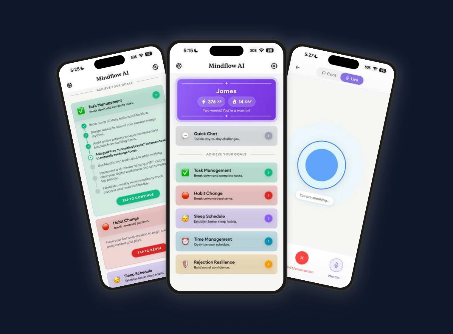 Mindflow AI app screens